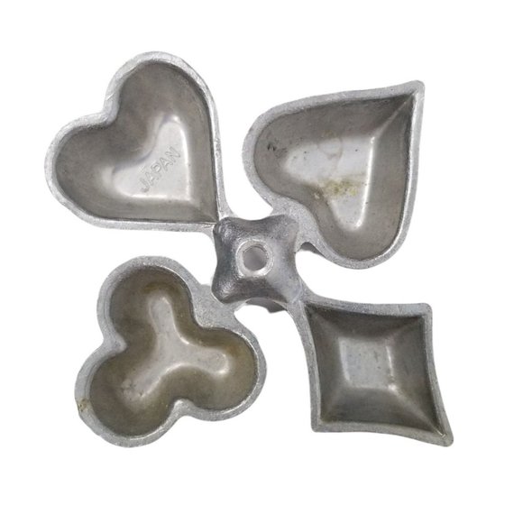 Vintage Rosette Heart Club Diamond Spade Butterfly Molds Cast Aluminum Japan 2 - Picture 5 of 6